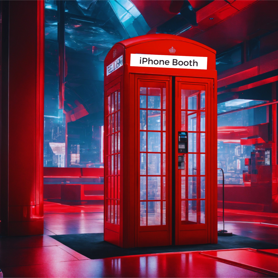 Futuristic iphone booth